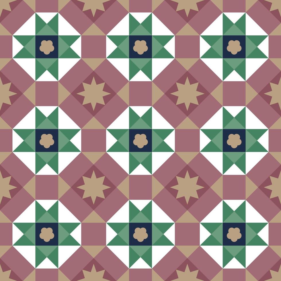 Geometrical vintage Peranakan seamless tiles pattern in Georgetown Penang vector