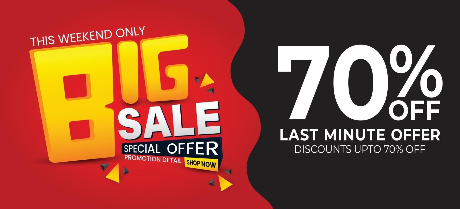 Big sale discount banner template promotion vector illustration