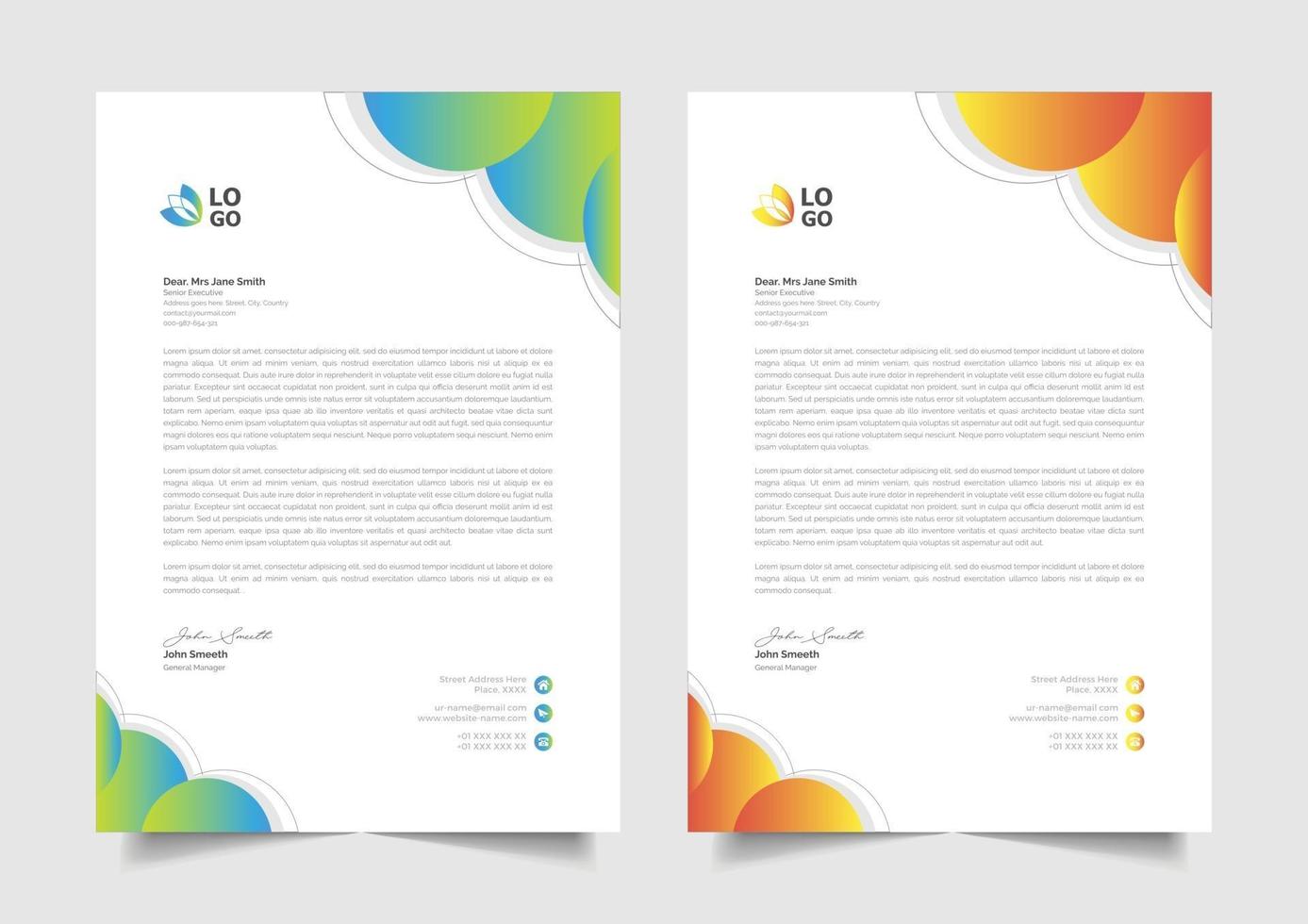 simple colorful letterhead design vector