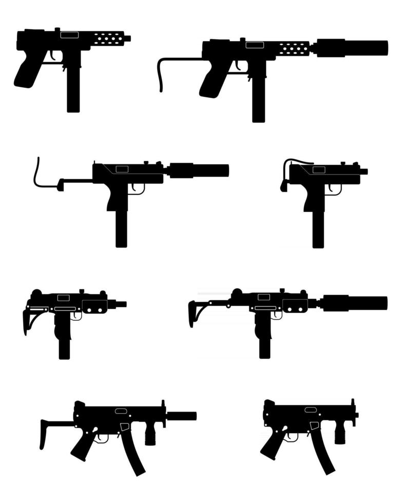 submachine machine hand gun weapons stock vector illustration isolated on white background