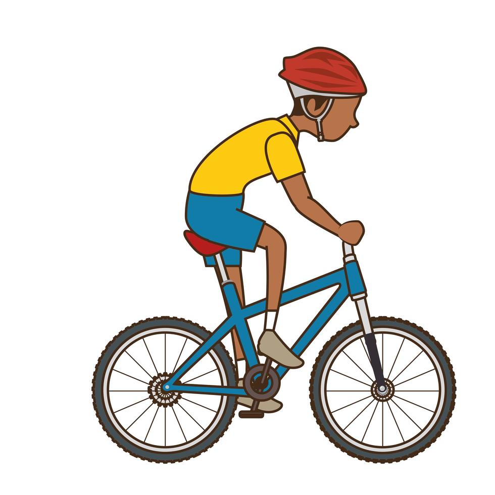 hombre montando bicicleta icono vector