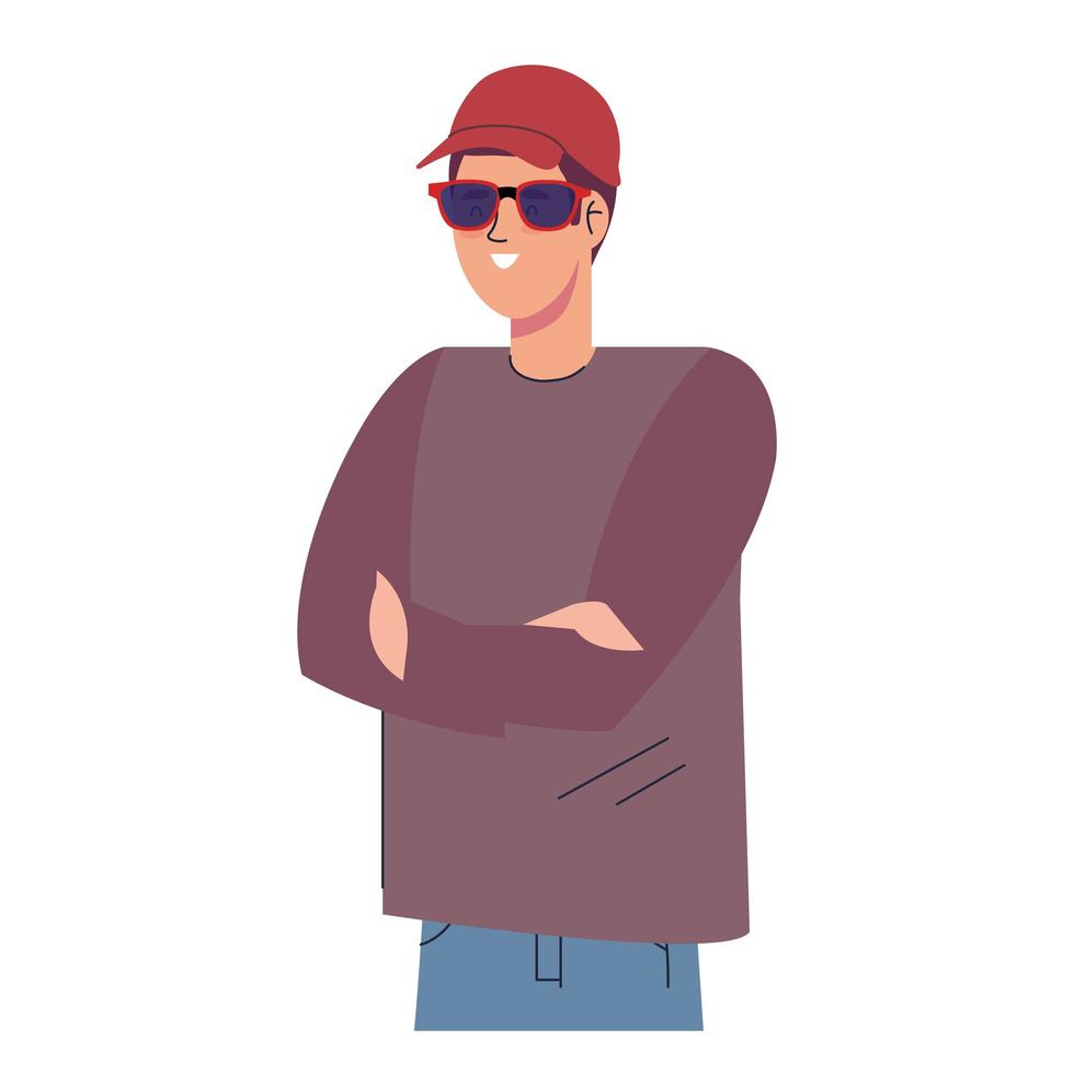 man influencer with sunglasses vector