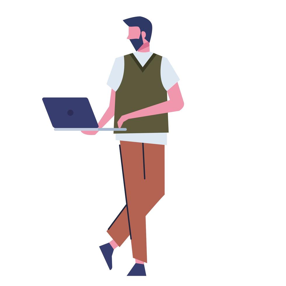 man using laptop vector