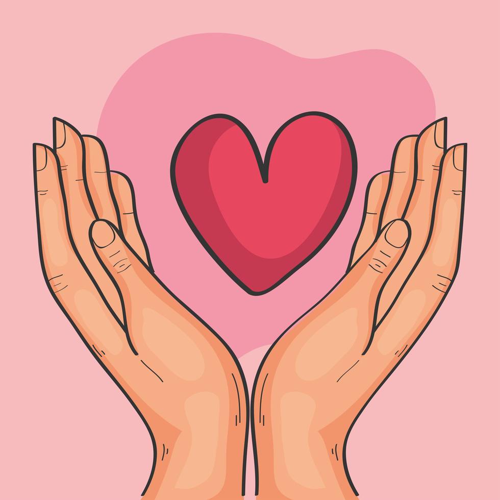 hands lifting heart vector