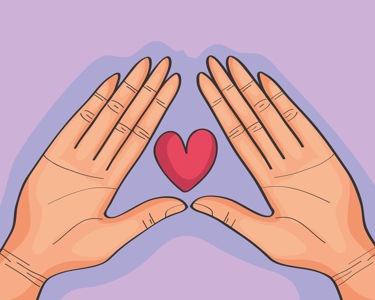 hands lifting heart vector