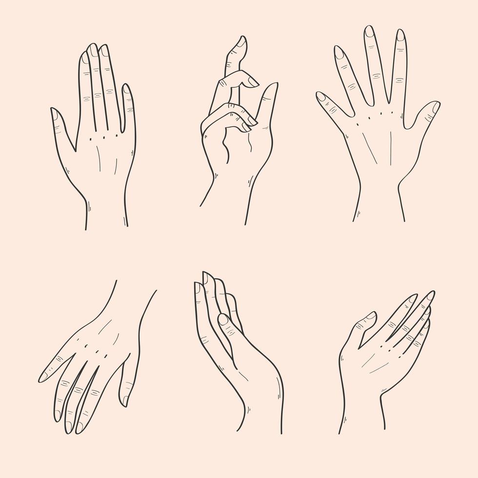 six hands expressions vector