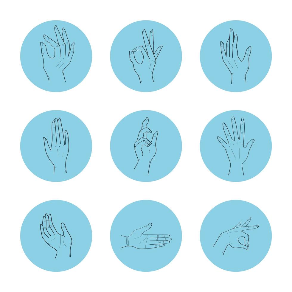 hands nine expressions vector