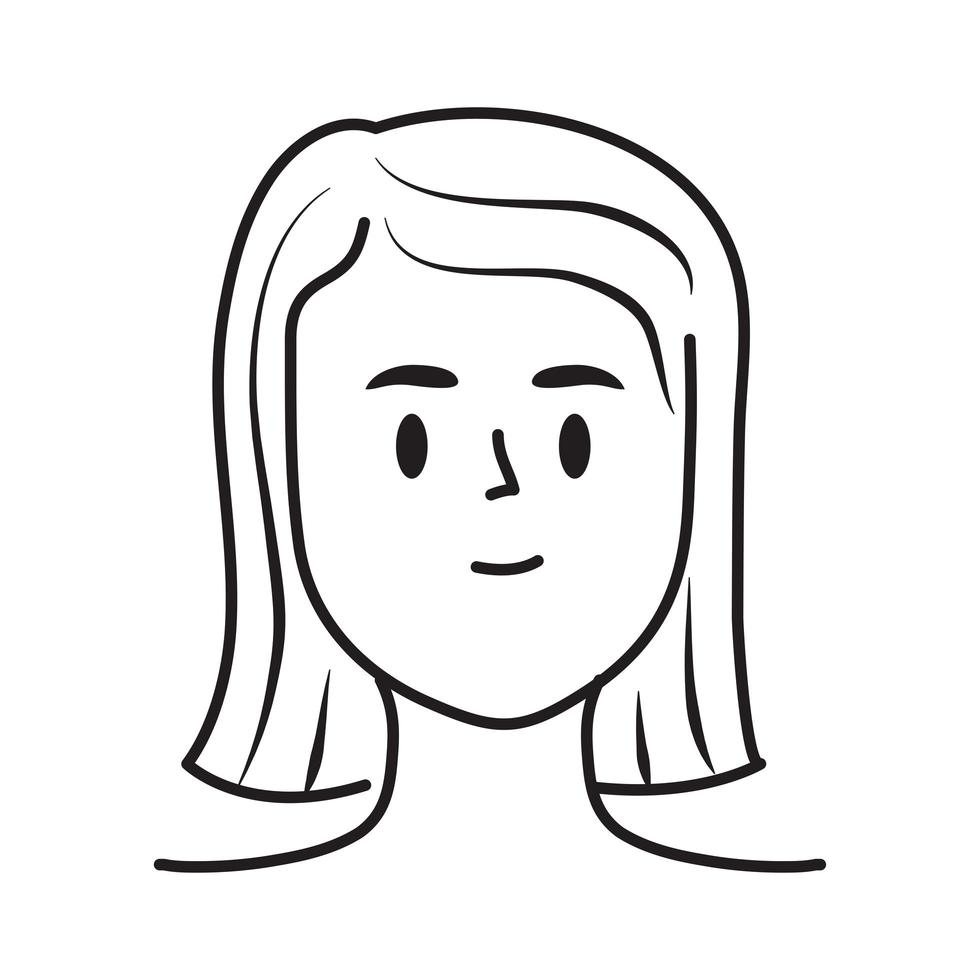 face woman doddle vector