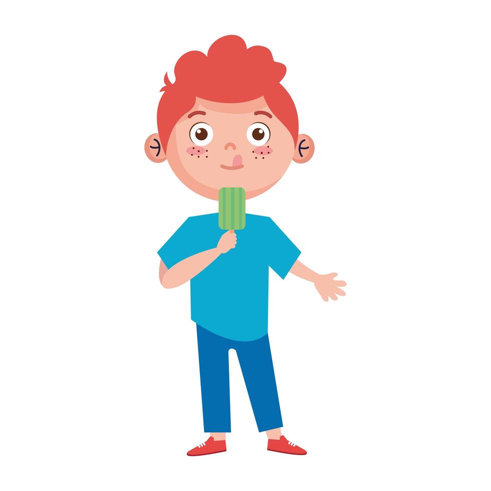 boy eating icecream vector