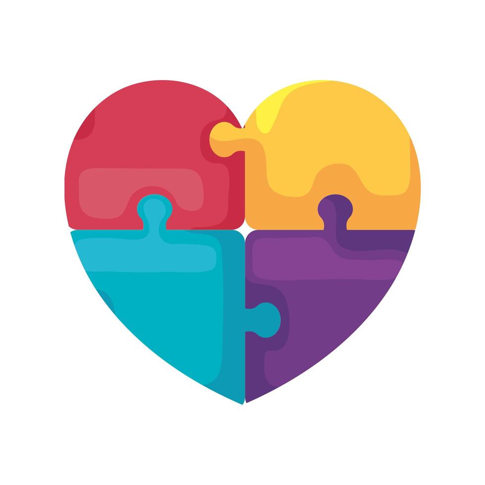 heart puzzle pieces vector