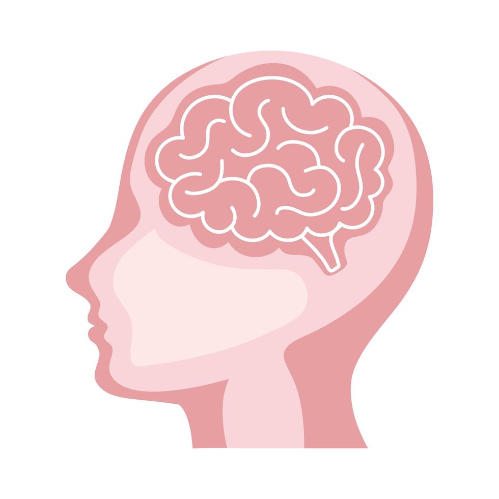 profile with brain vector