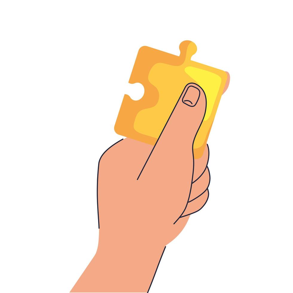 hand lifting puzzle vector