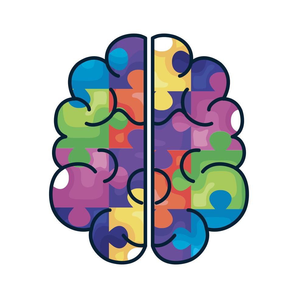 brain puzzle pieces vector