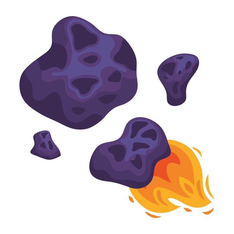 iconos de meteoritos espaciales vector