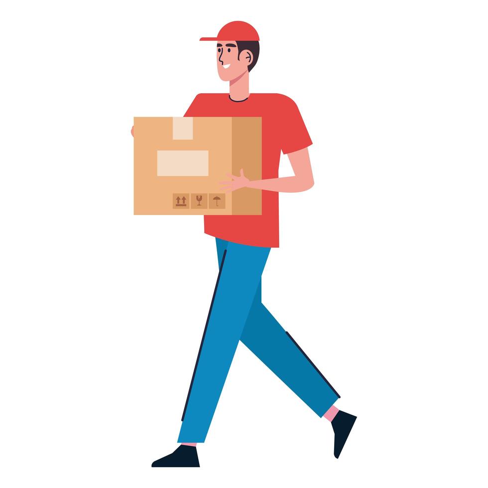 worker lifting box vector