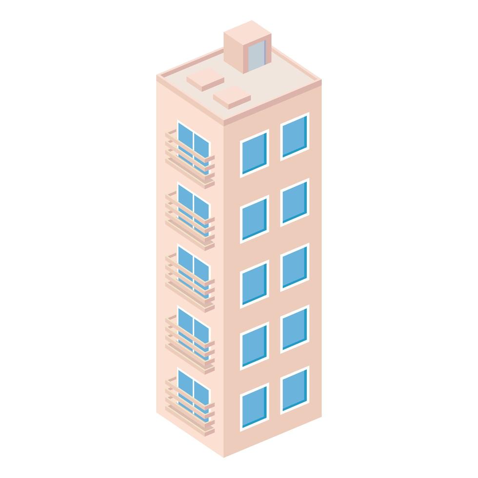 pink building isometric vector