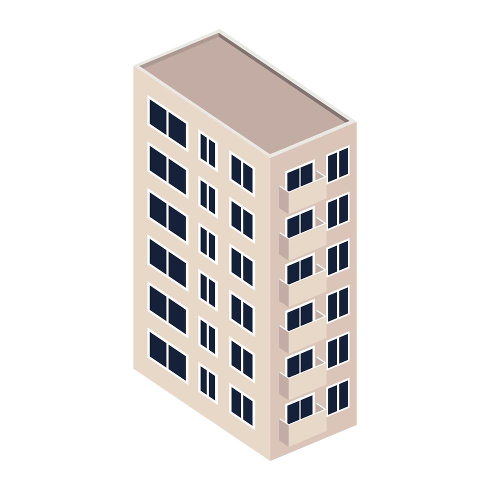 isometric beige building vector