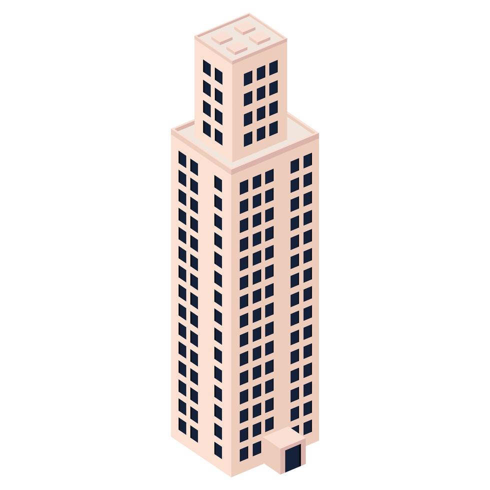 edificio rosa isométrico vector