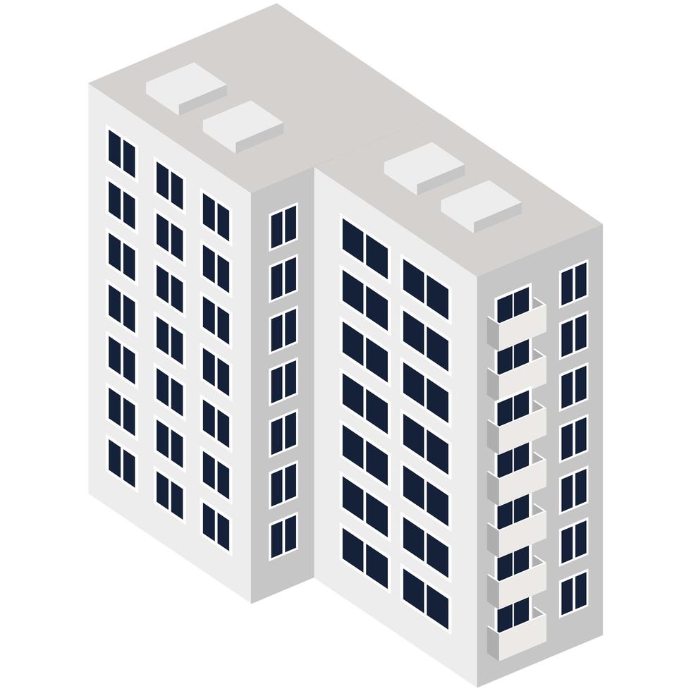 isometric gray building vector