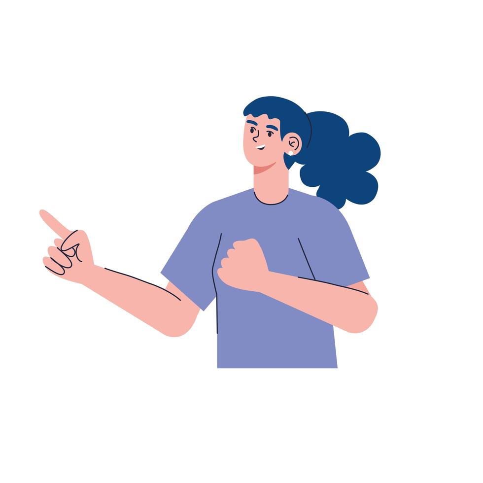 young woman pointing vector