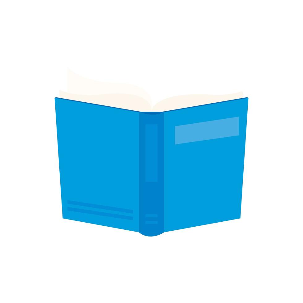 libro de texto azul biblioteca abierta icono aislado vector