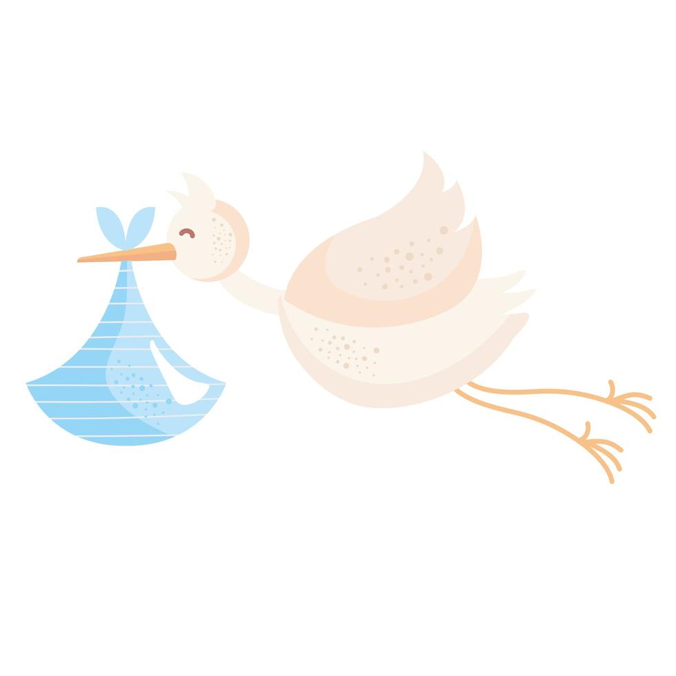 stork flying with baby bag vector