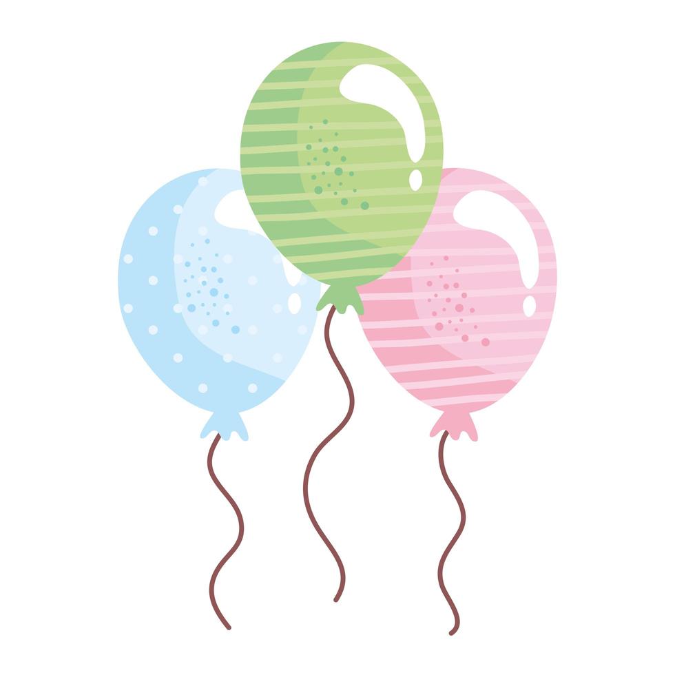 pastel colors balloons helium icon vector