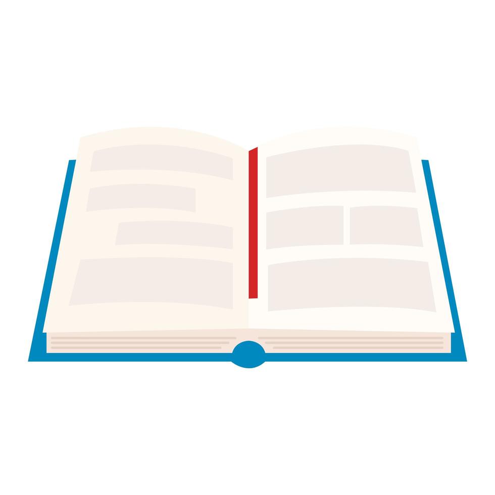 libro de texto, abierto, biblioteca, aislado, icono vector