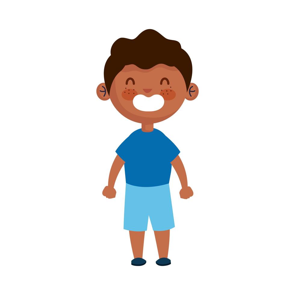 happy cute afro little boy character vector