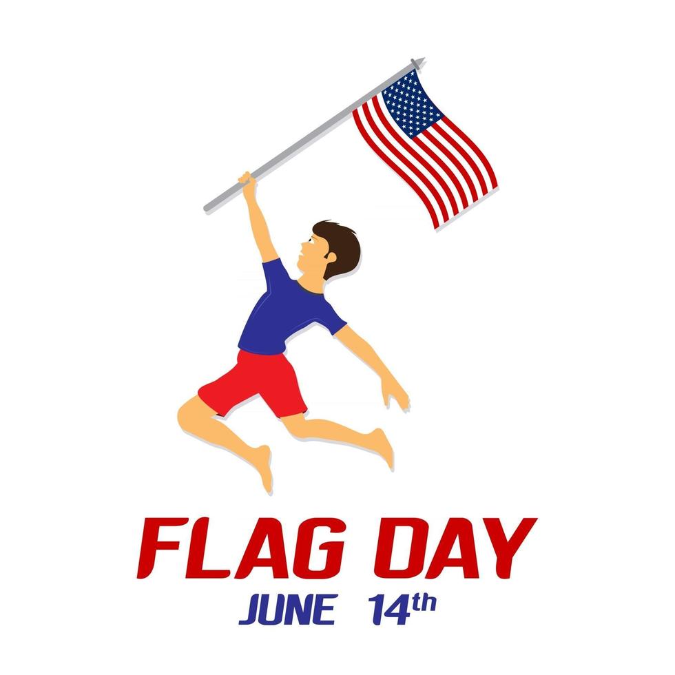 USA Flag day free vector illustration with a boy waving a flag in hand