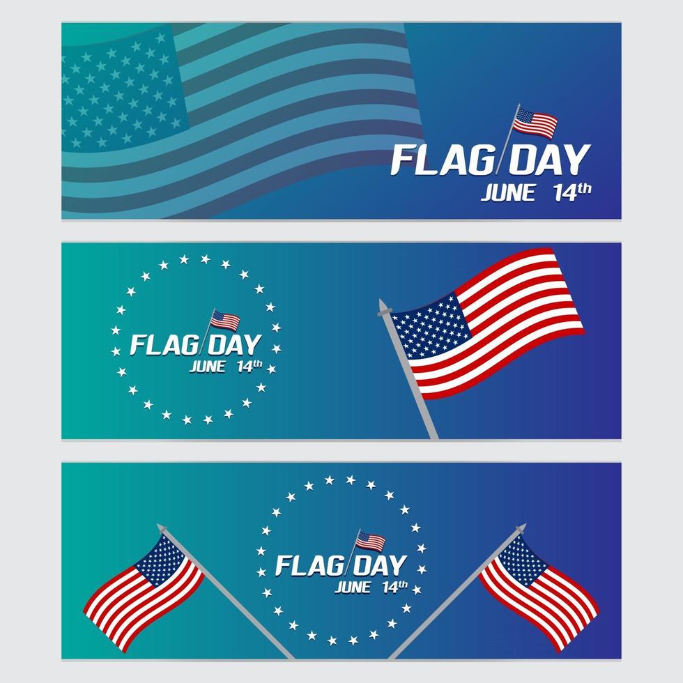 set of USA Flag day free vector illustration banner for websites and print designs