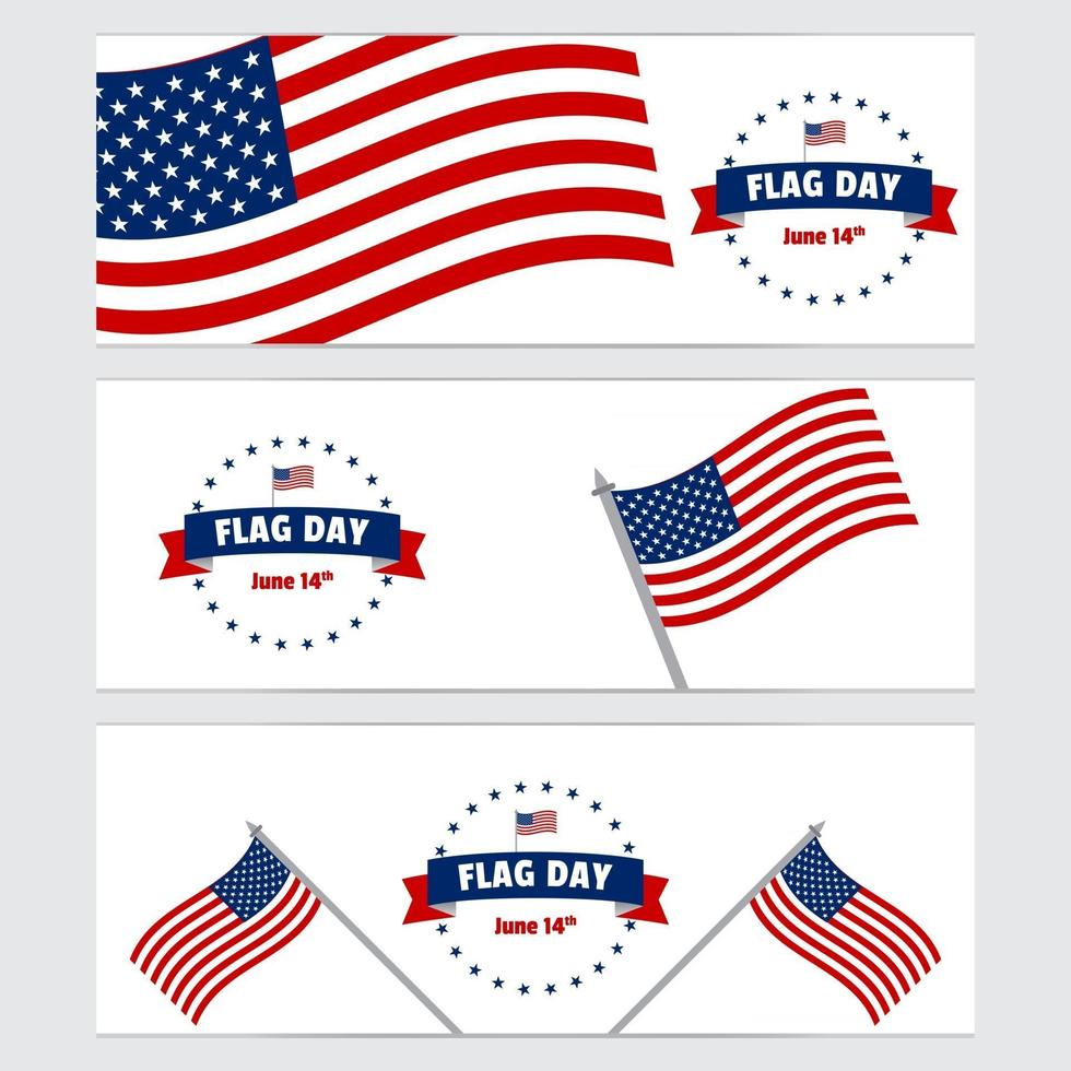 Set of USA Flag day free vector illustration banners