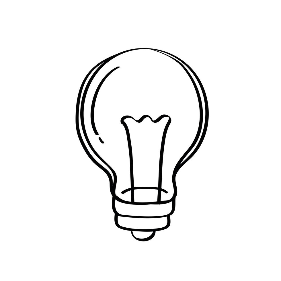 icono de estilo de doodle de idea de luz de bombilla vector