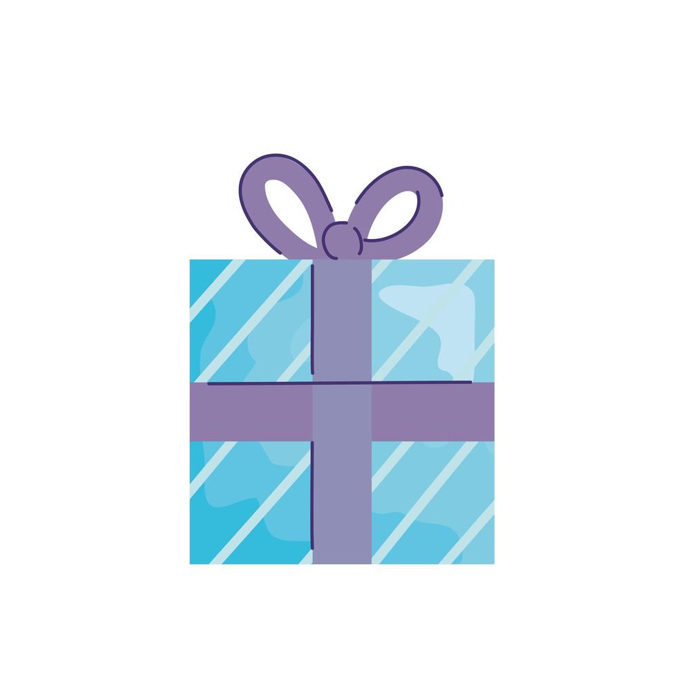 blue gift box present acuarela birthday icon vector