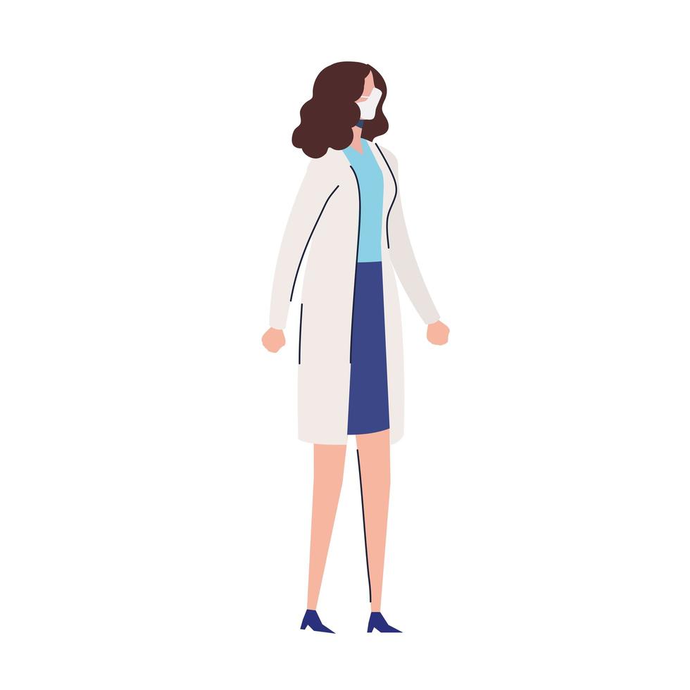 female doctor wearing medical mask standing character vector