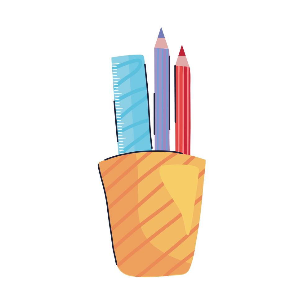pencil holders with colors and rule vector
