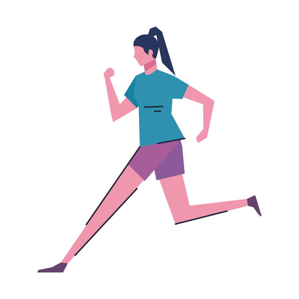 mujer joven atleta corriendo personaje vector