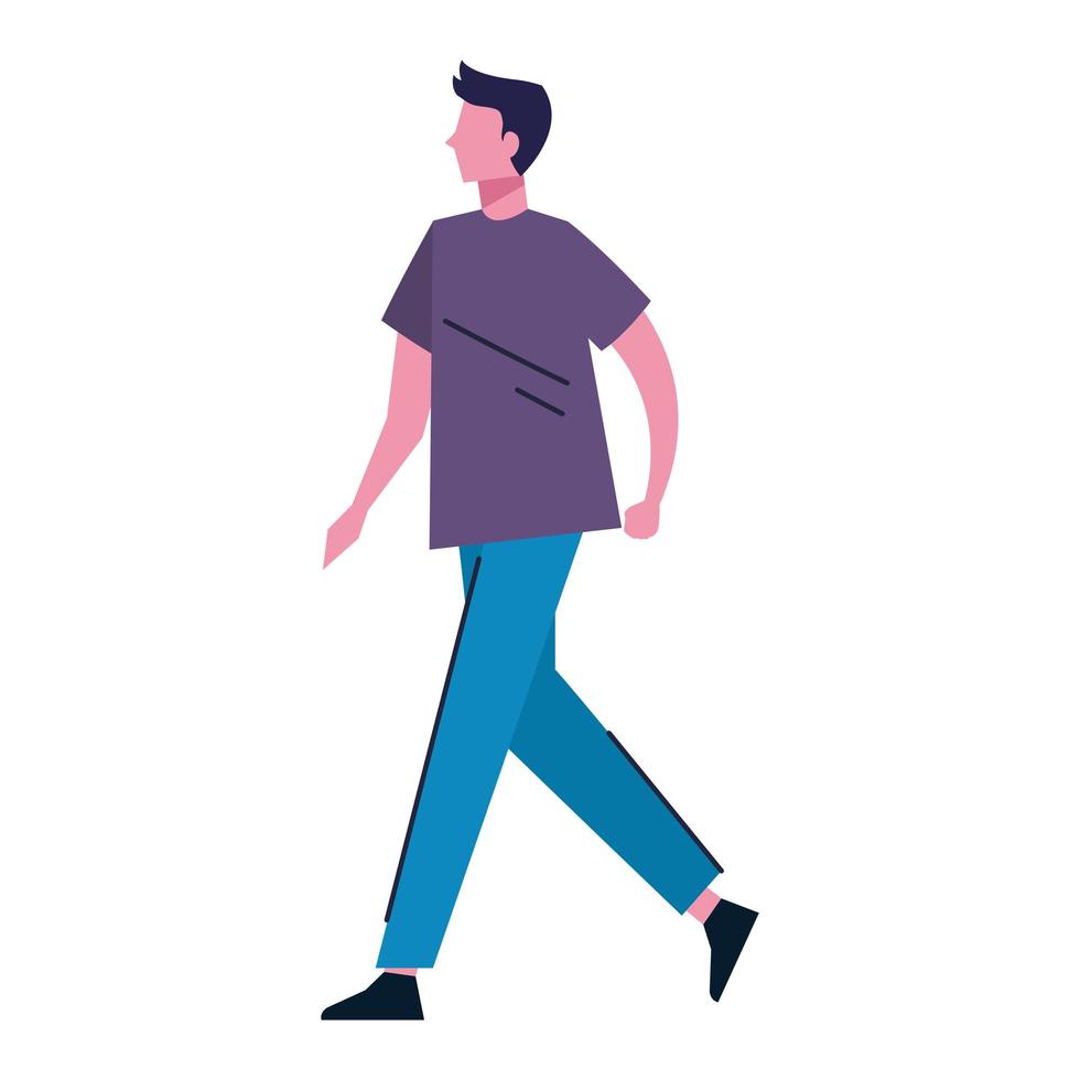 young man walking avatar character vector