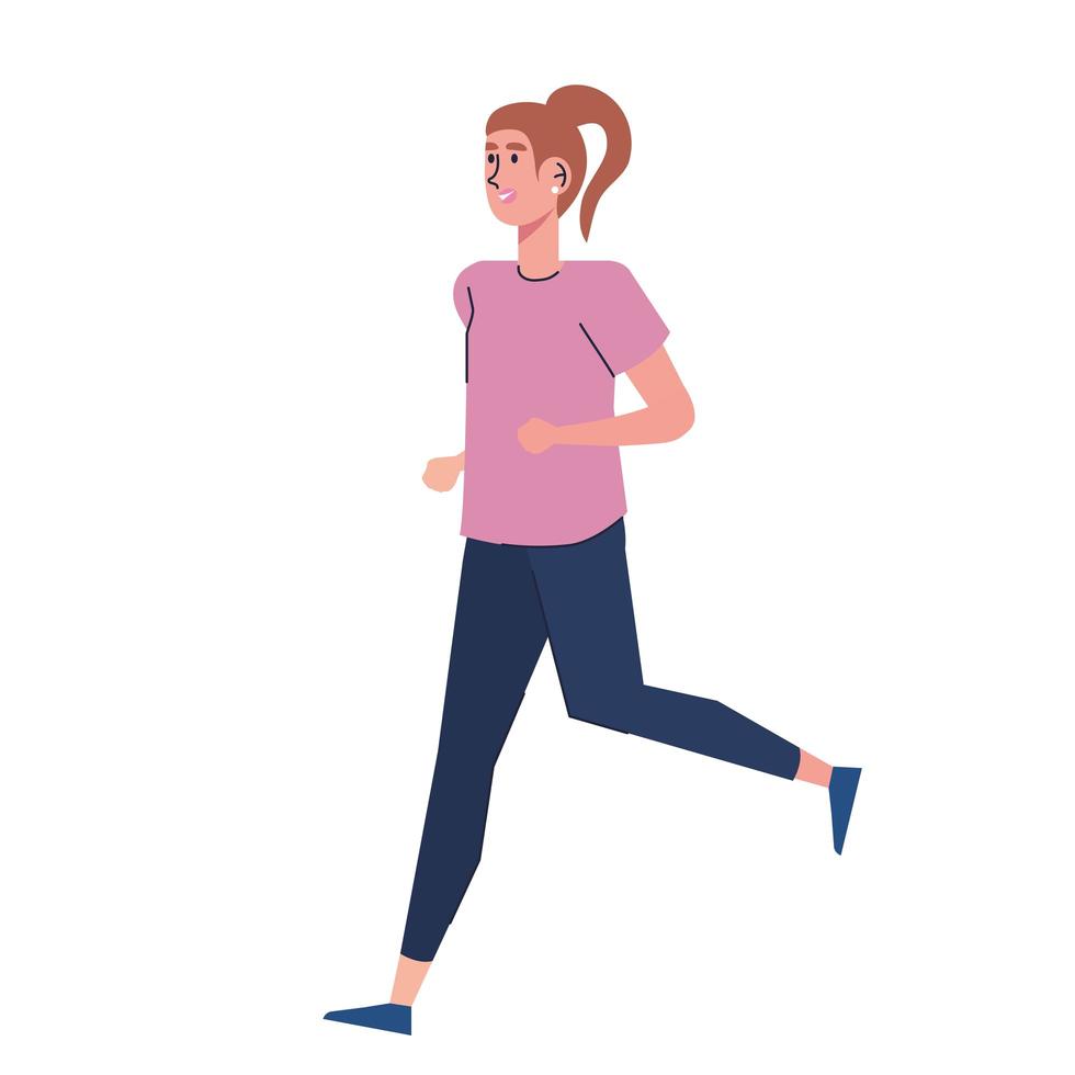 young girl running character icon vector