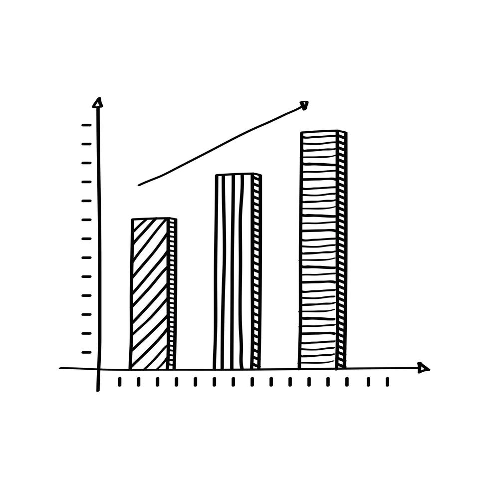 barras de estadísticas infografía icono de estilo doodle vector