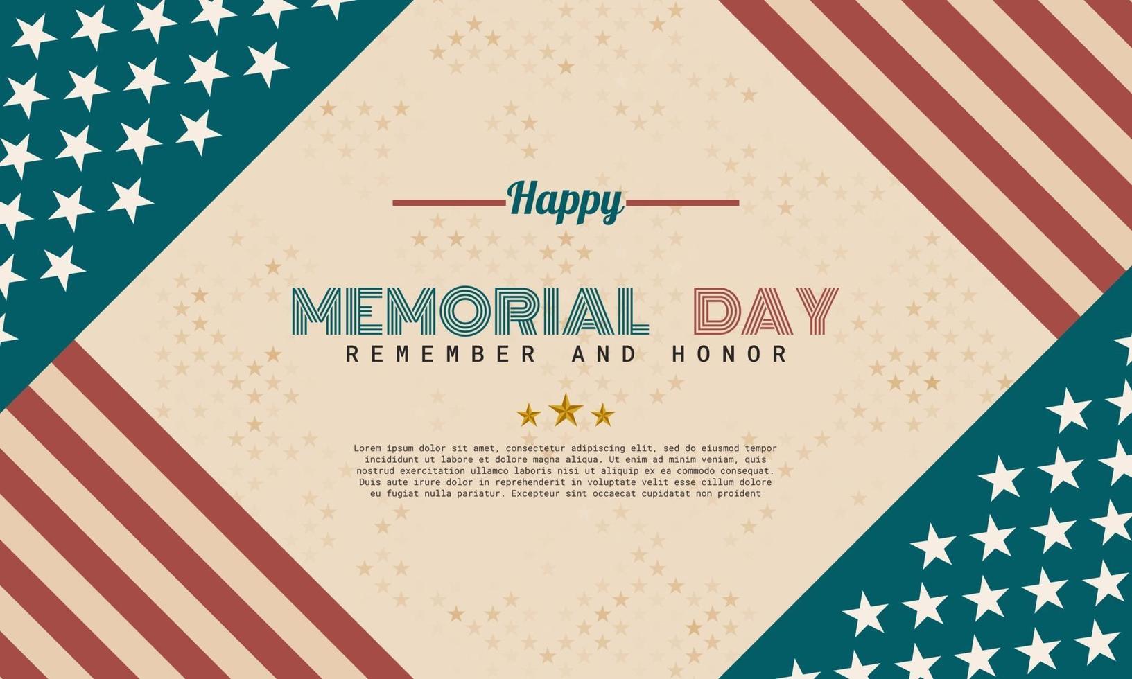 Retro style Memorial Day background template design vector