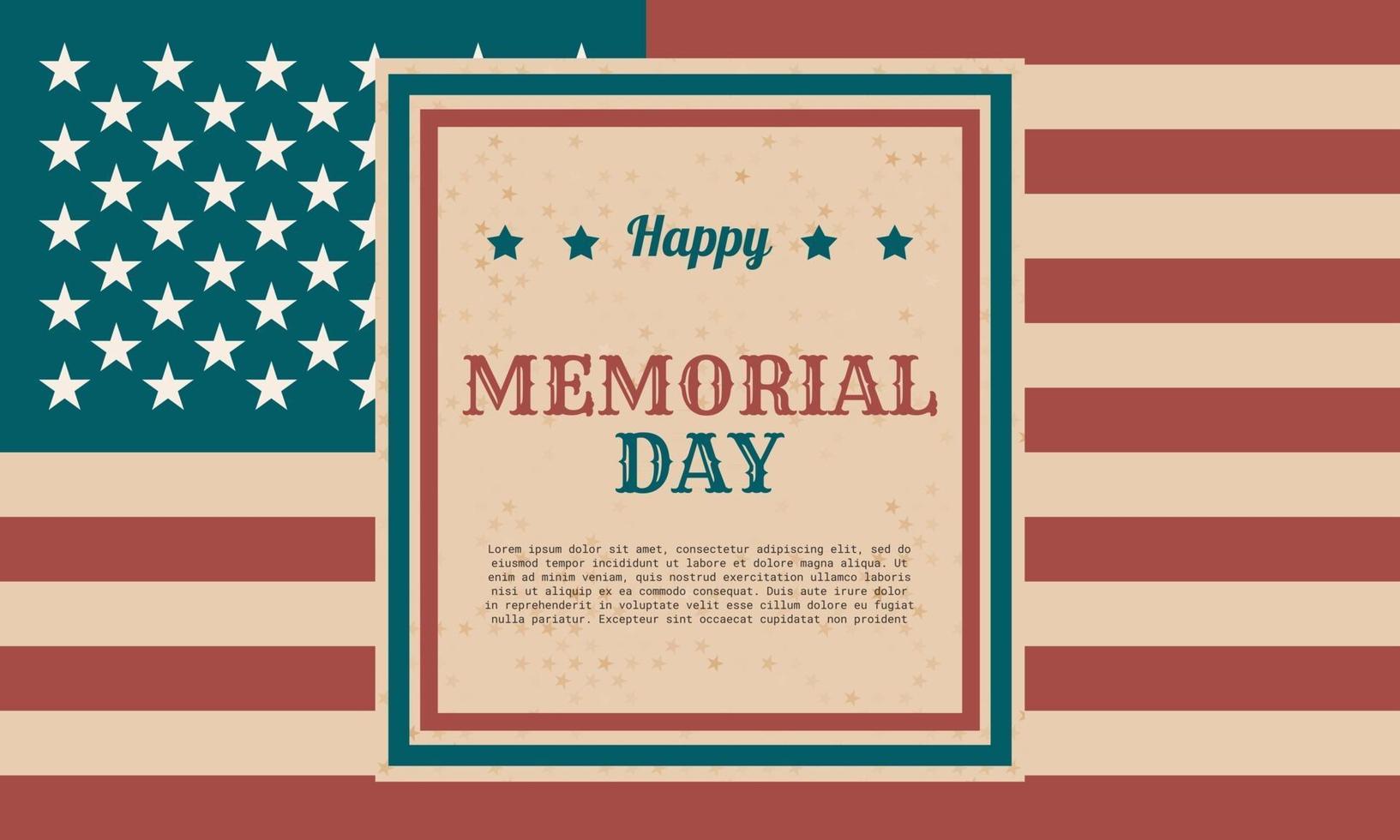 Retro style Memorial Day background template design vector