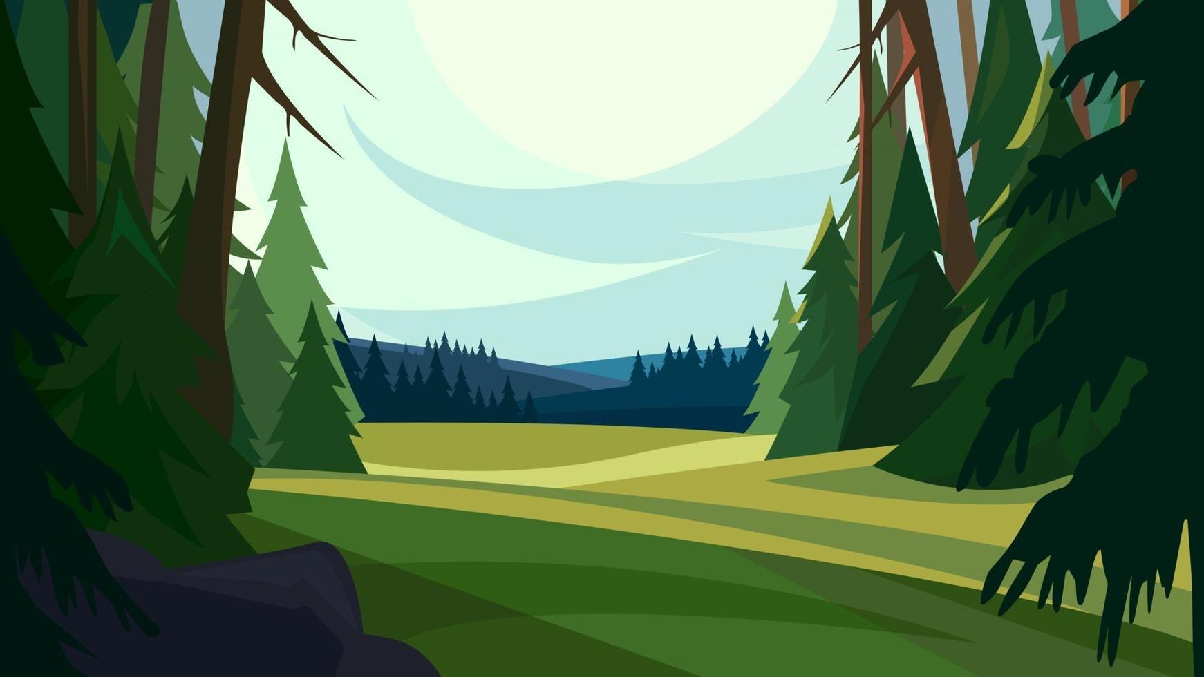 hermoso bosque de coníferas vector