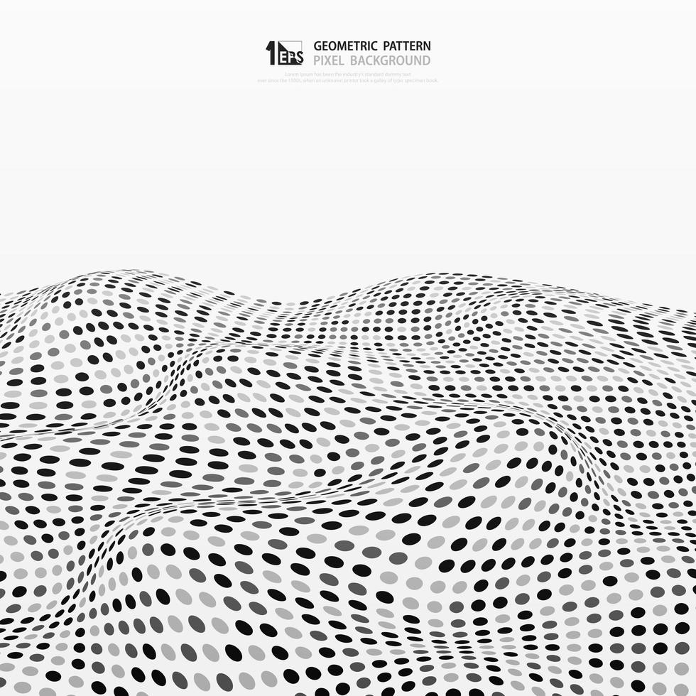 Abstract random gray and black dots stripe wave pattern background. illustration vector eps10