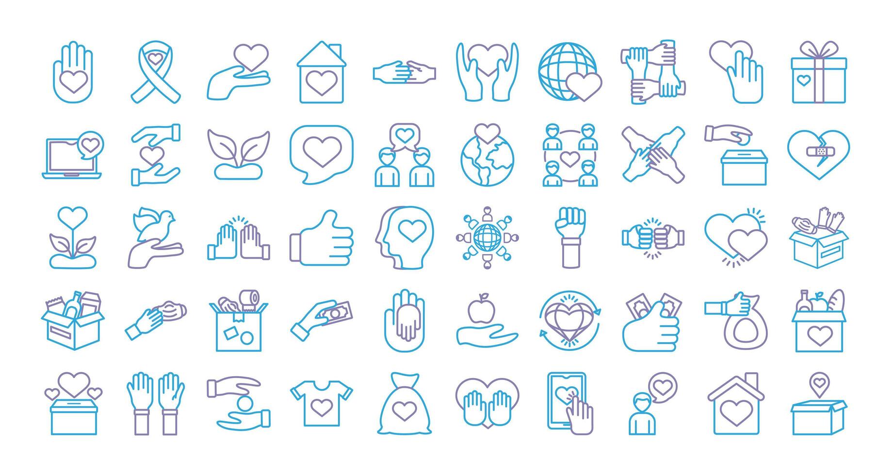 bundle of charity and solidarity icons vector