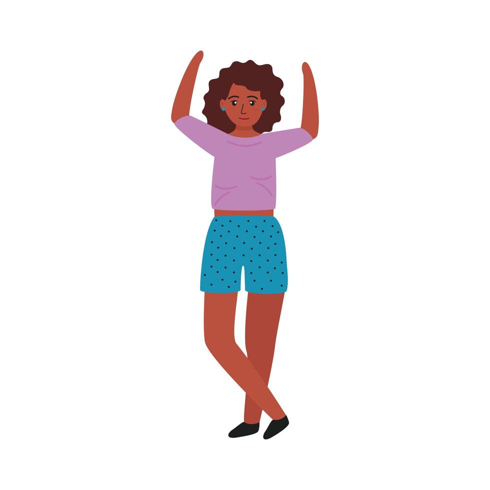 personaje de avatar de pie de mujer joven afro vector