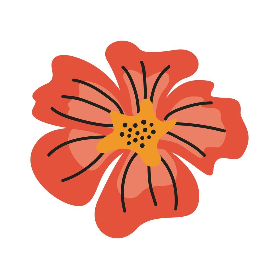 beautiful red flower garden decorative icon vector