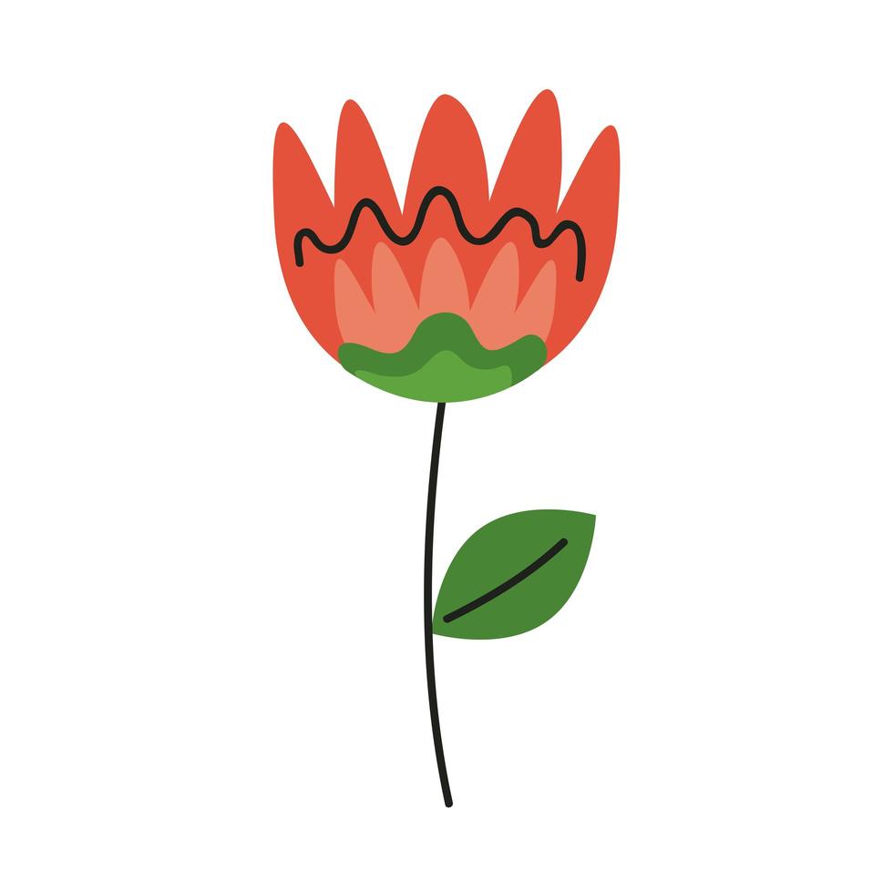 Hermosa flor de naranja y decoración de jardín de hojas. vector