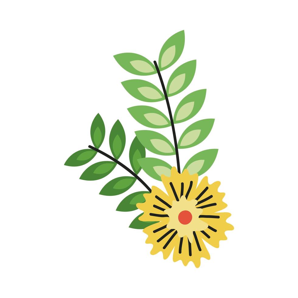 beautiful flower and leafs branch garden decoration vector