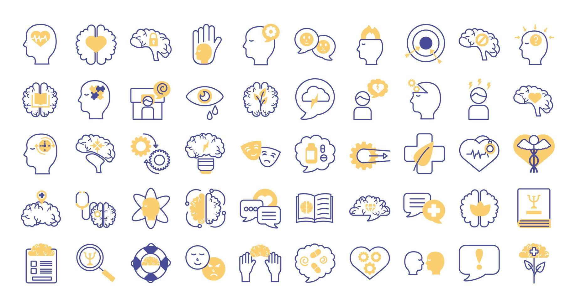 bundle of mental health set icons vector